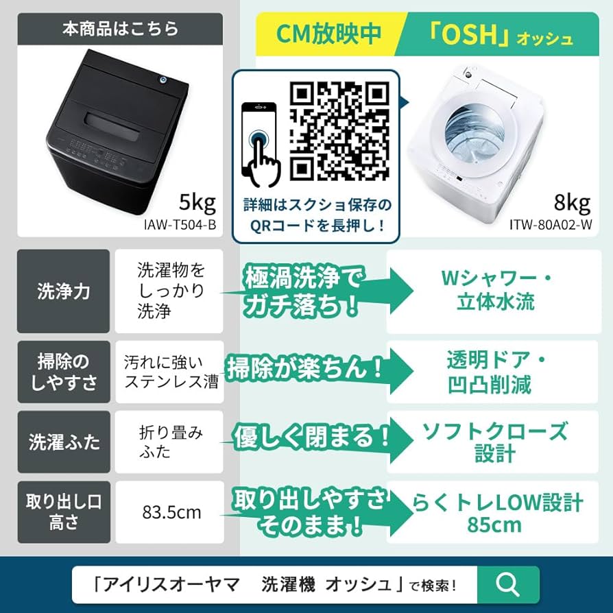 2024年度製アイリスオーヤマ【極美品】全自動洗濯機 ブラックIAW-T504B アイリスオーヤマ IAW-T504-B [ブラック] 価格比較 - 価格.com